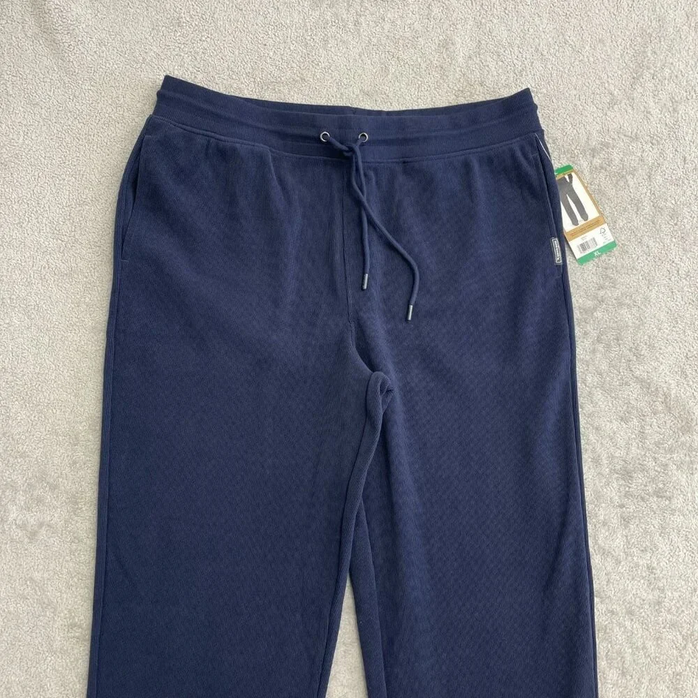 💥   Men's XL Textured Lounge Pants Navy Blue Polyester Blend i1695